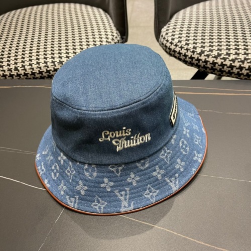 Louis Vuitton Denim Monogram Bucket Hat Unisex Simple Sunshade Hat 1 Louis Vuitton Denim Monogram Bucket Hat Unisex Simple Sunshade Hat