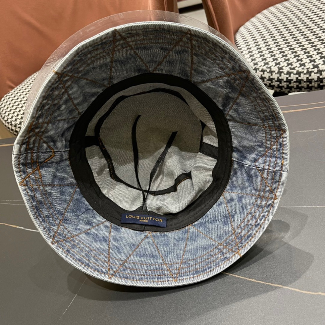   LouiVuittonLV 2024新款路易威登牛仔老花渔夫帽，简单大方 男女通用遮阳帽，