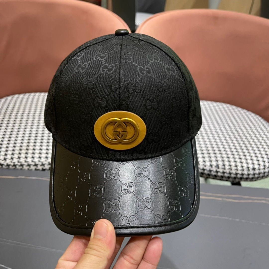  Gucci(古奇)春夏新款原单棒球帽， 11开模订制，原版帆布料+头层牛皮，代购热门，男女可用百搭款，