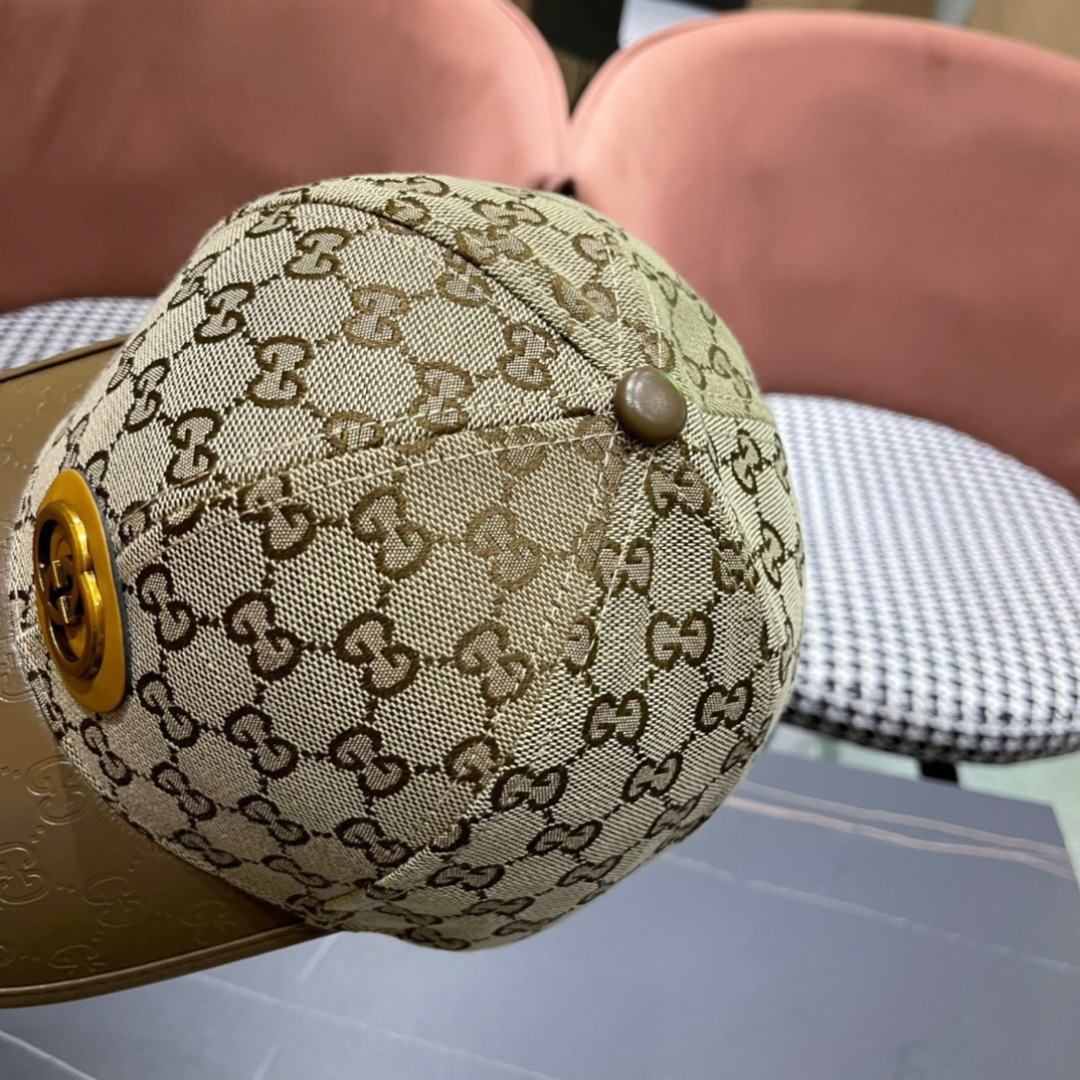  Gucci(古奇)春夏新款原单棒球帽， 11开模订制，原版帆布料+头层牛皮，代购热门，男女可用百搭款，