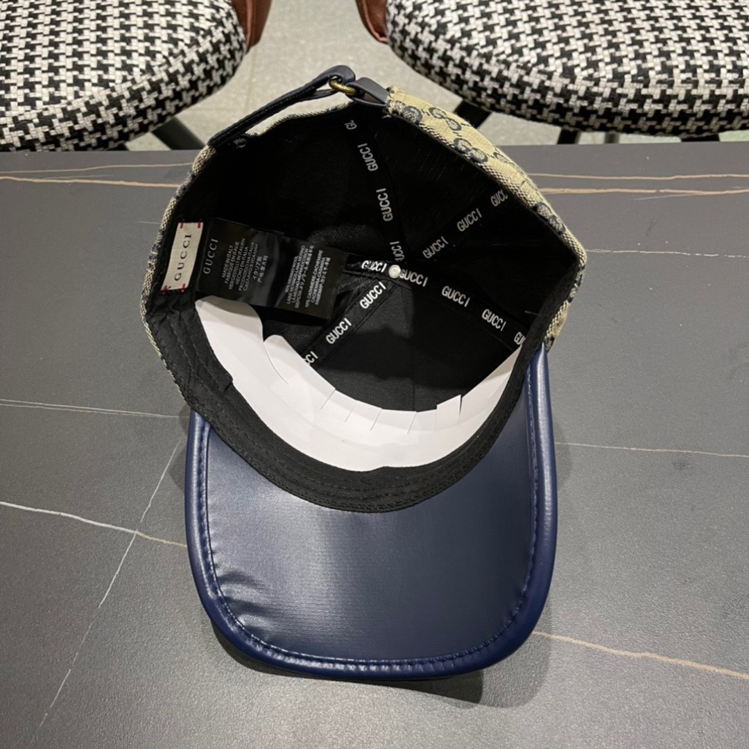  Gucci(古奇)春夏新款原单棒球帽， 11开模订制，原版帆布料+头层牛皮，代购热门，男女可用百搭款，
