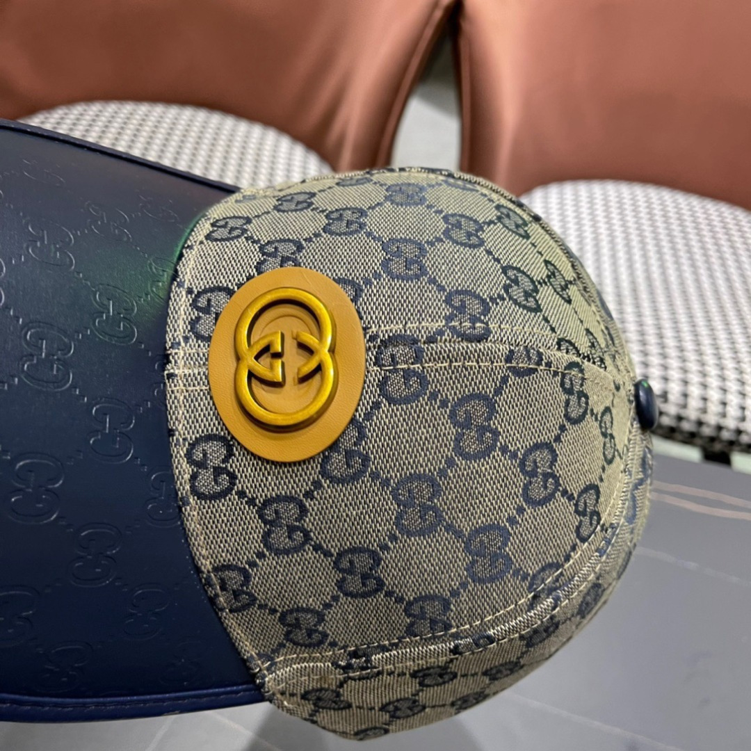  Gucci(古奇)春夏新款原单棒球帽， 11开模订制，原版帆布料+头层牛皮，代购热门，男女可用百搭款，