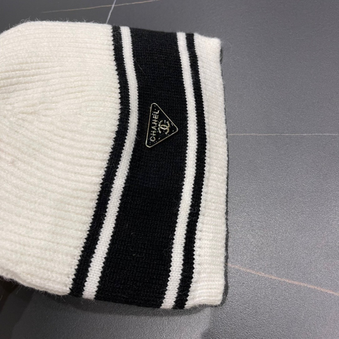 Chanel香奈儿2024秋冬针织渔夫帽盆帽时尚百搭保暖冷帽显脸小毛线帽冬季新款