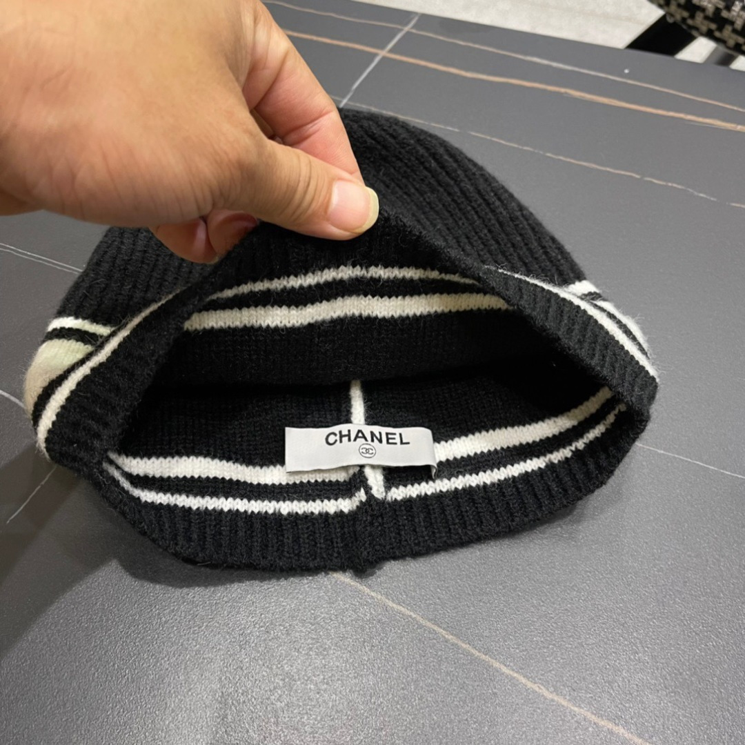 Chanel香奈儿2024秋冬针织渔夫帽盆帽时尚百搭保暖冷帽显脸小毛线帽冬季新款