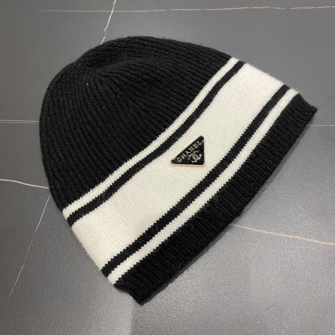 Chanel香奈儿2024秋冬针织渔夫帽盆帽时尚百搭保暖冷帽显脸小毛线帽冬季新款