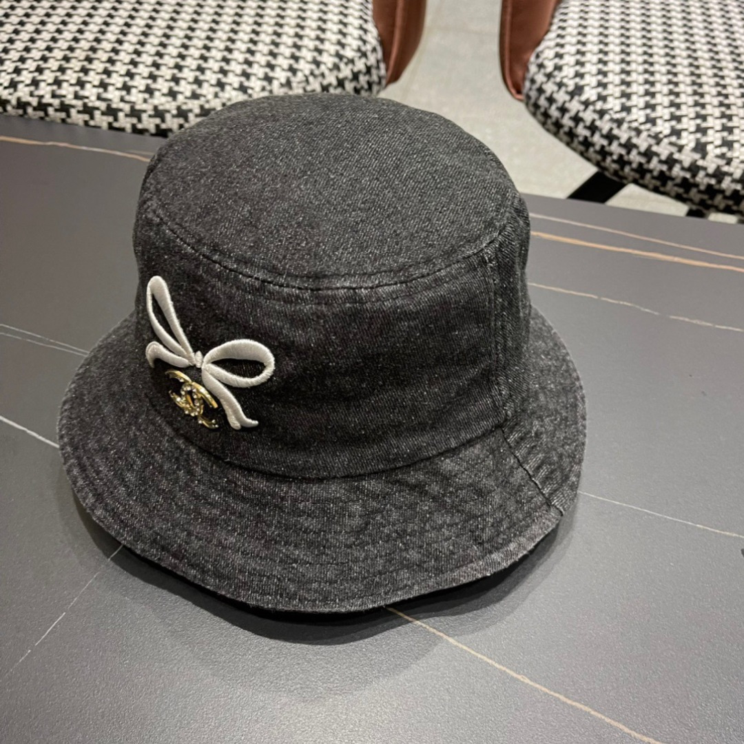香奈儿Chanel2024夏季新款欧美简约时尚牛仔渔夫帽遮阳防晒防紫外线太阳帽子