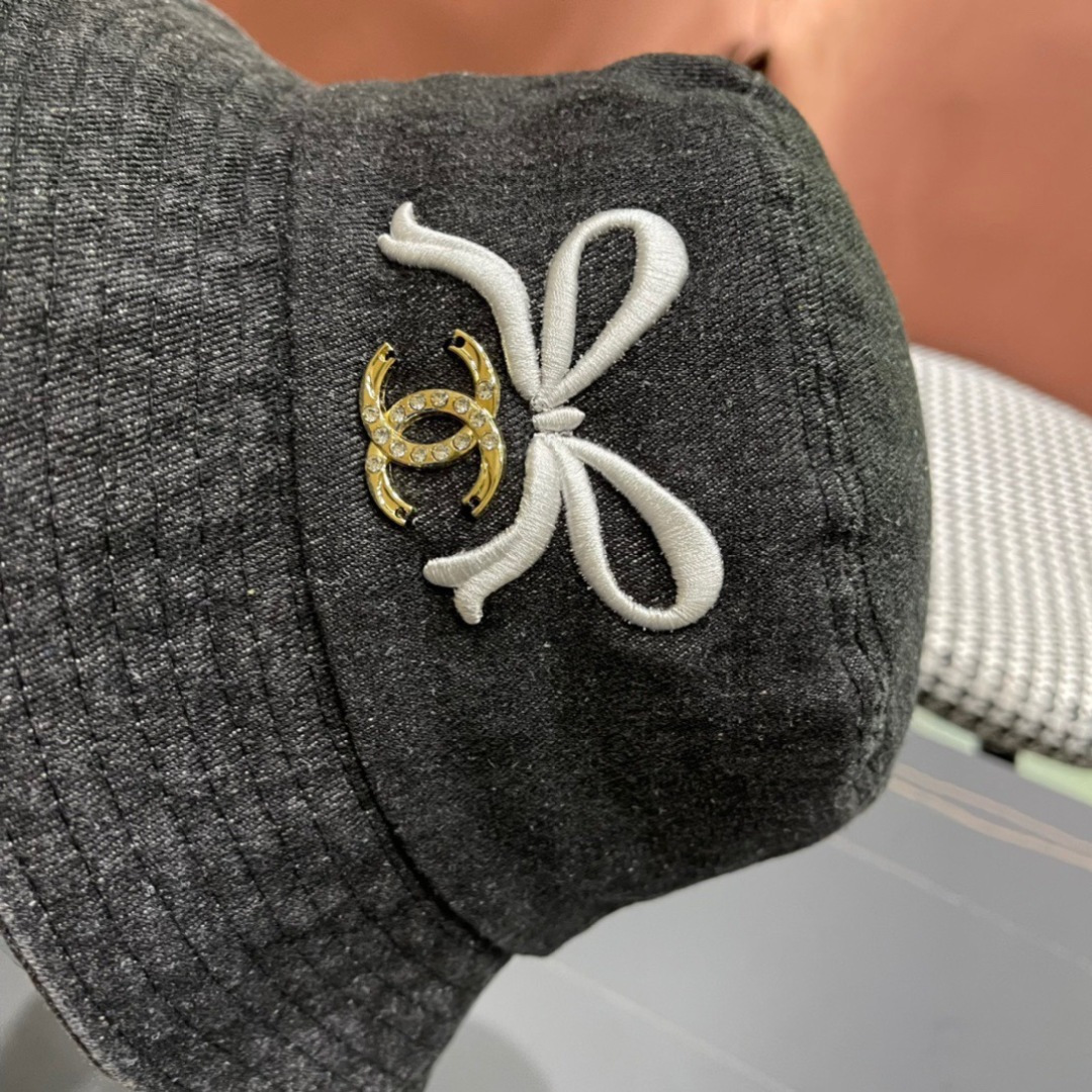 香奈儿Chanel2024夏季新款欧美简约时尚牛仔渔夫帽遮阳防晒防紫外线太阳帽子