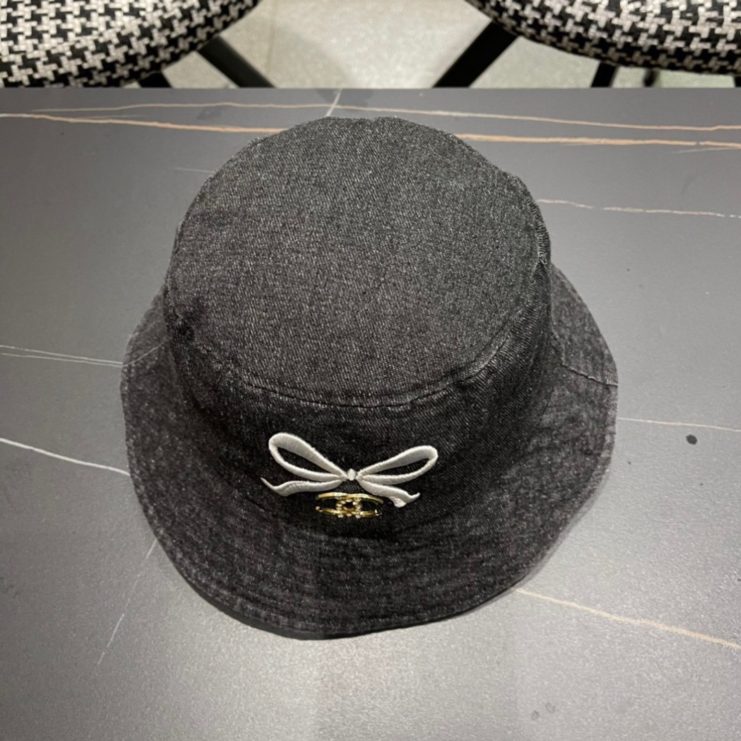 香奈儿Chanel2024夏季新款欧美简约时尚牛仔渔夫帽遮阳防晒防紫外线太阳帽子