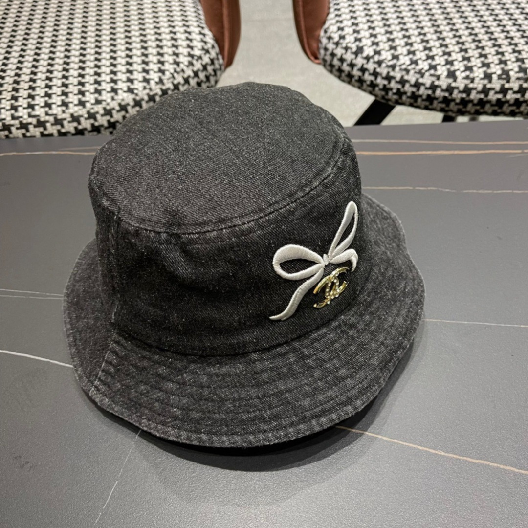 香奈儿Chanel2024夏季新款欧美简约时尚牛仔渔夫帽遮阳防晒防紫外线太阳帽子