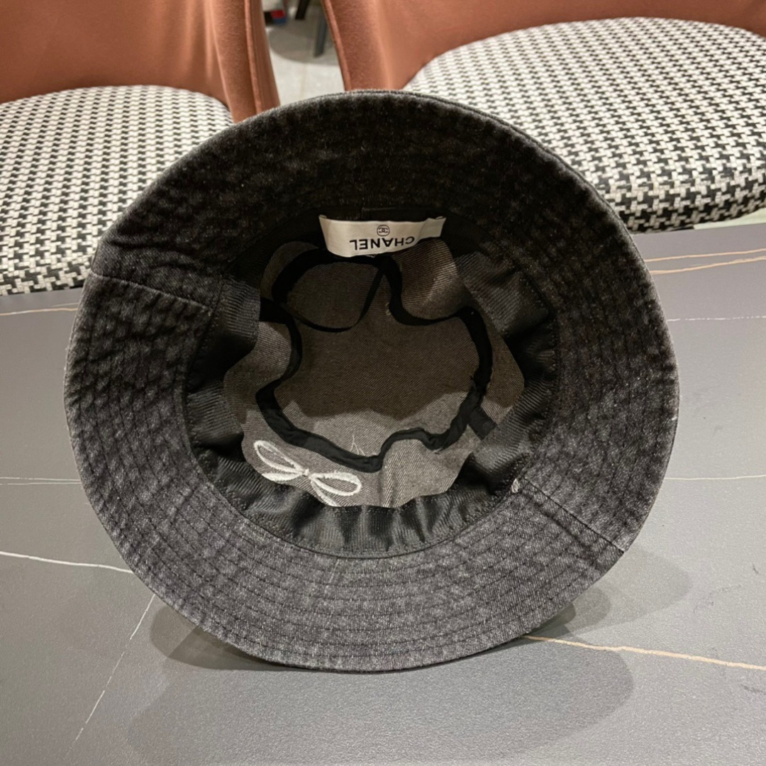 香奈儿Chanel2024夏季新款欧美简约时尚牛仔渔夫帽遮阳防晒防紫外线太阳帽子