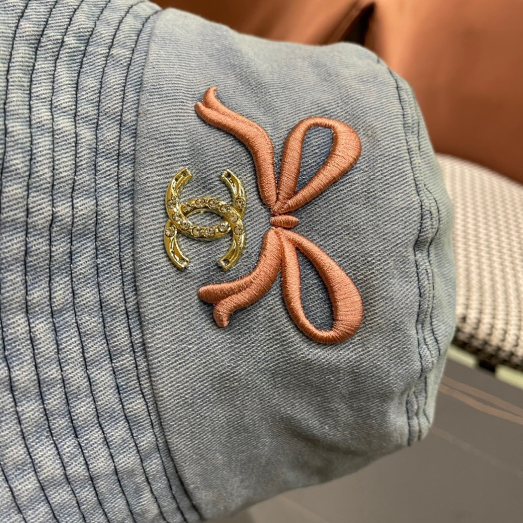 香奈儿Chanel2024夏季新款欧美简约时尚牛仔渔夫帽遮阳防晒防紫外线太阳帽子