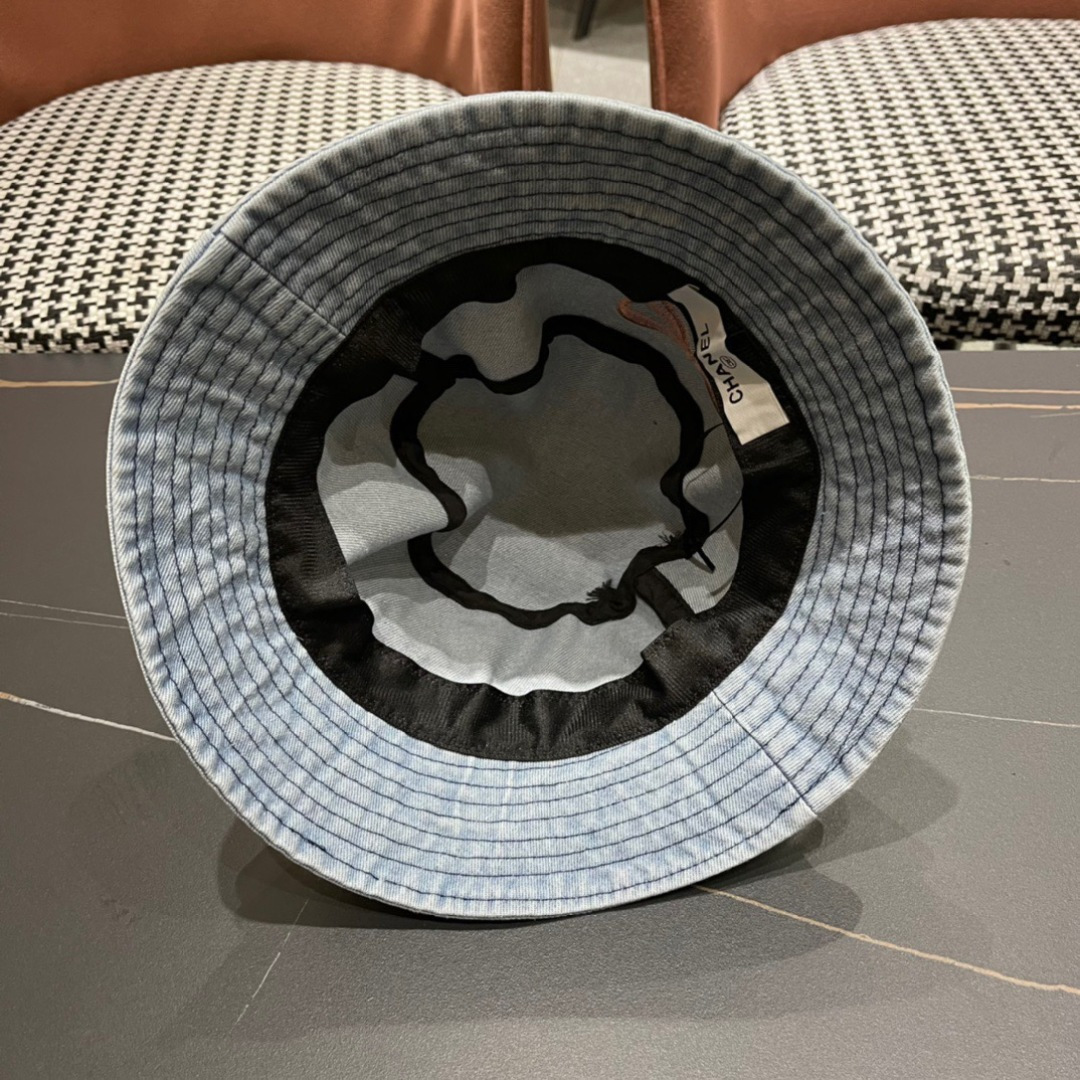 香奈儿Chanel2024夏季新款欧美简约时尚牛仔渔夫帽遮阳防晒防紫外线太阳帽子