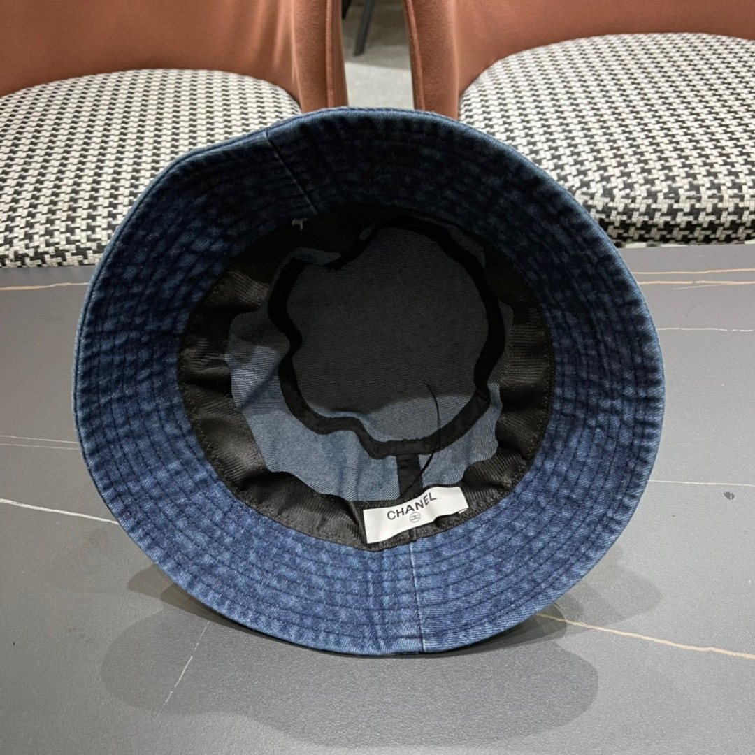 香奈儿Chanel2024夏季新款欧美简约时尚牛仔渔夫帽遮阳防晒防紫外线太阳帽子