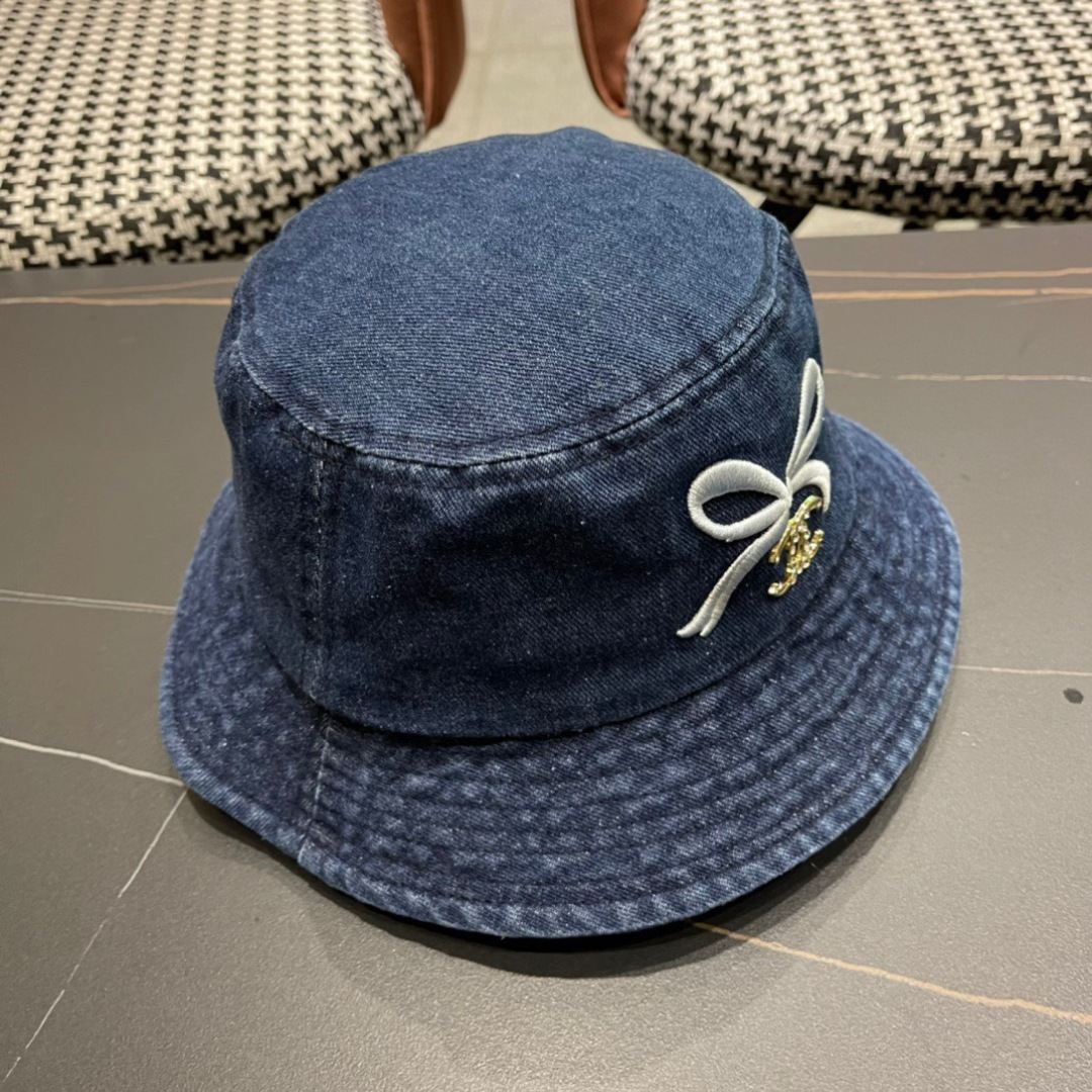 香奈儿Chanel2024夏季新款欧美简约时尚牛仔渔夫帽遮阳防晒防紫外线太阳帽子