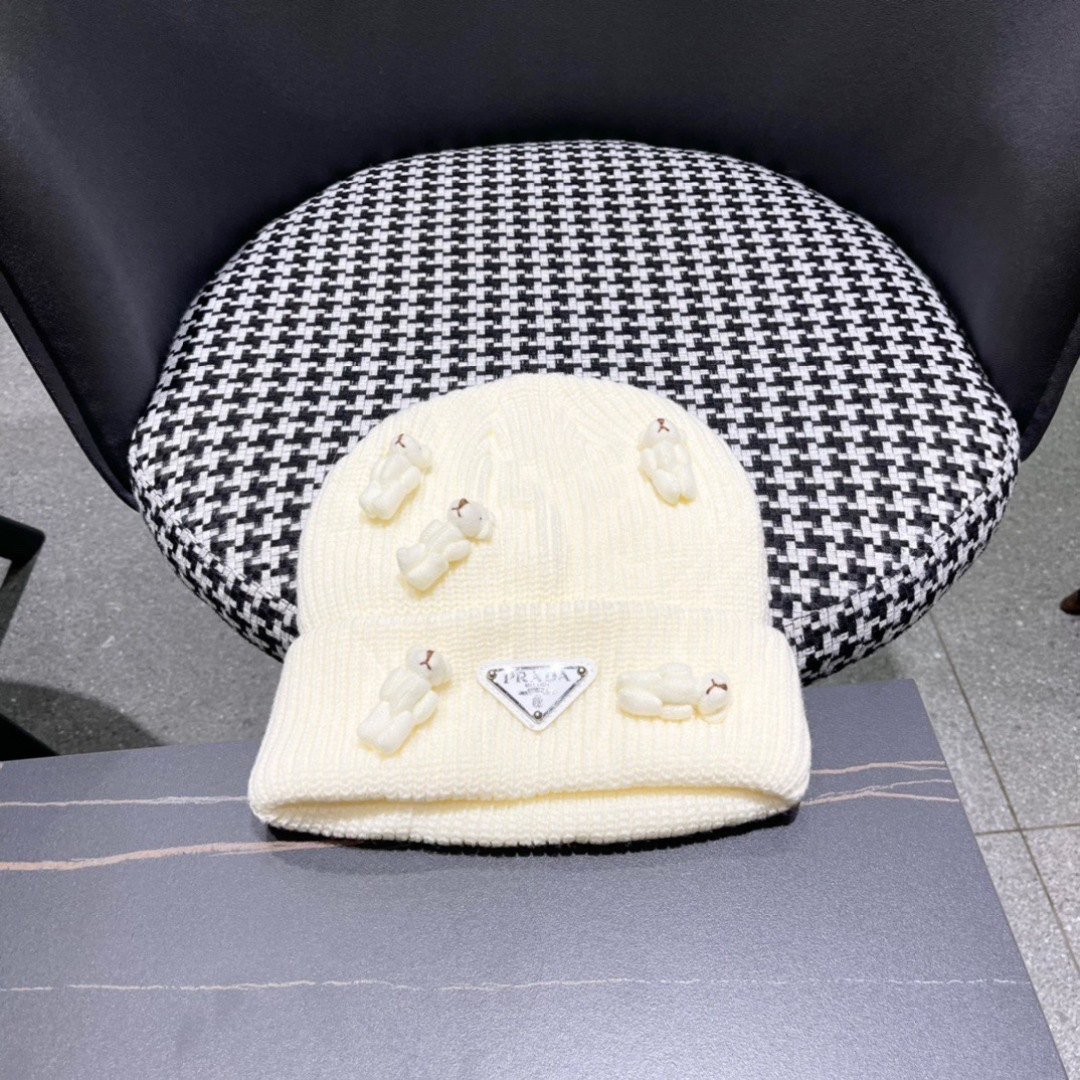 2024秋冬新款小熊双层针织毛线帽，俏皮设计，简直不要太好搭衣服！