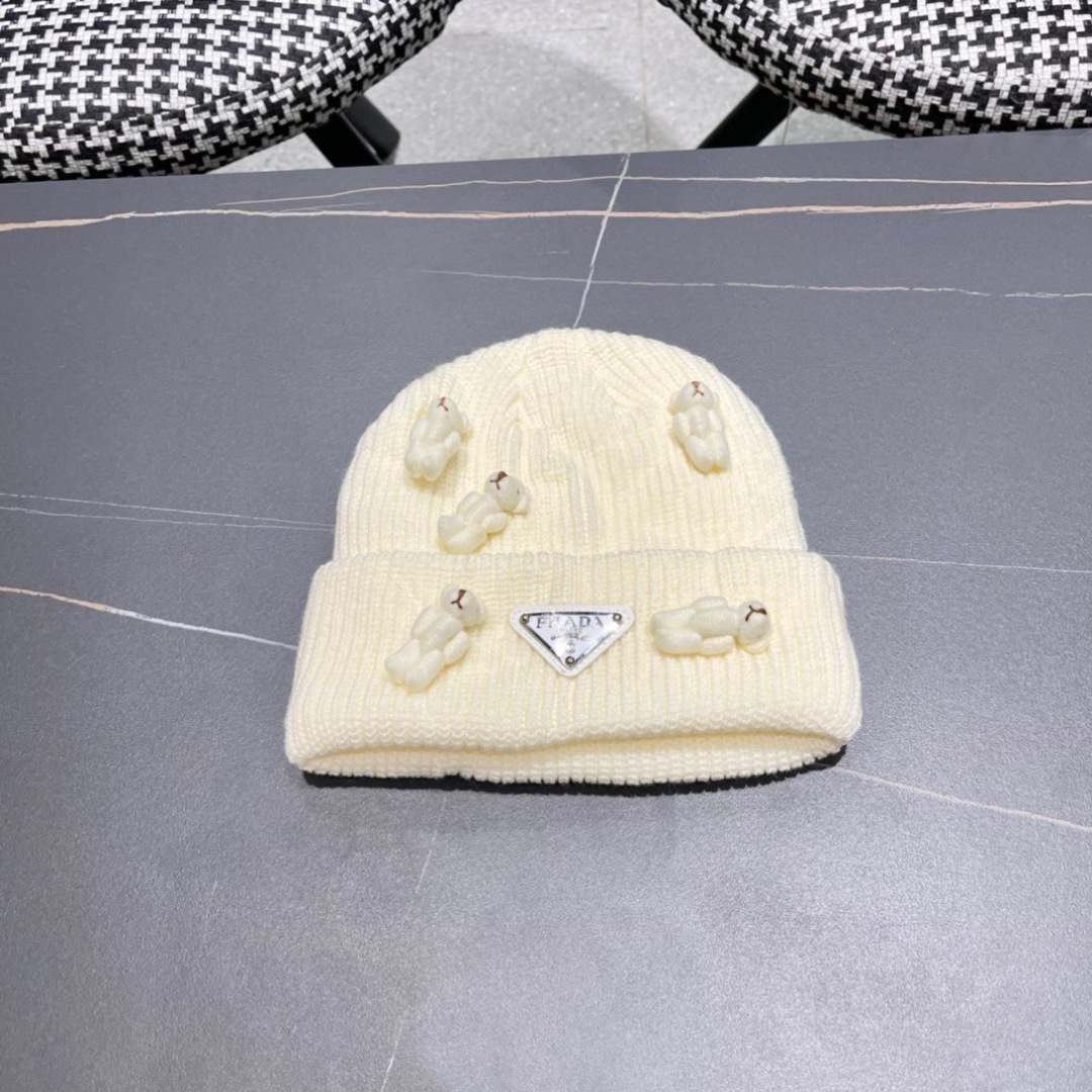 2024秋冬新款小熊双层针织毛线帽，俏皮设计，简直不要太好搭衣服！