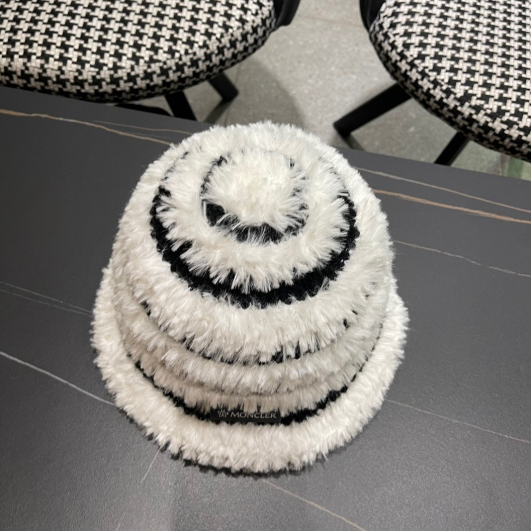 👒蒙‌口Moncler2024针织帽秋冬季新款时尚遮阳盆帽条纹防晒帽子水桶编织