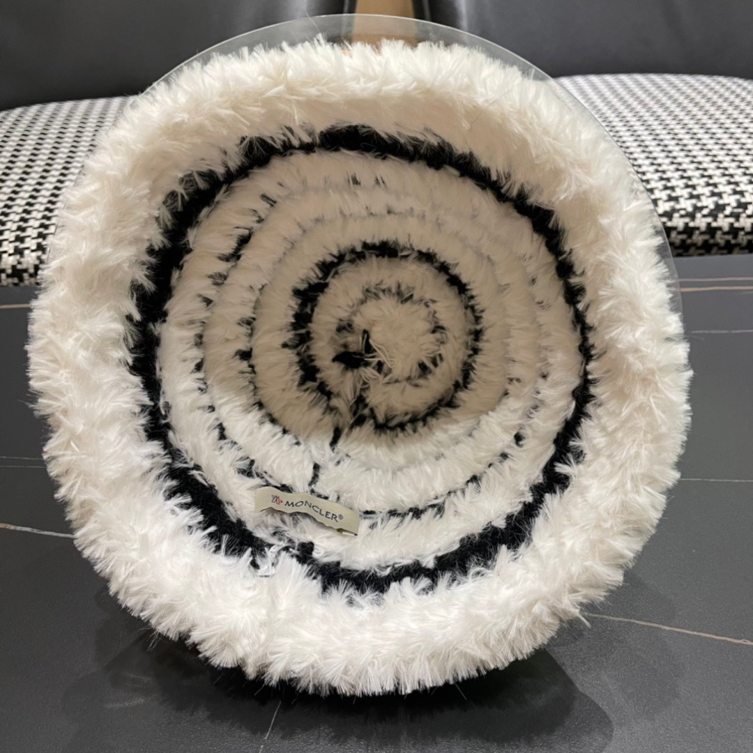 👒蒙‌口Moncler2024针织帽秋冬季新款时尚遮阳盆帽条纹防晒帽子水桶编织