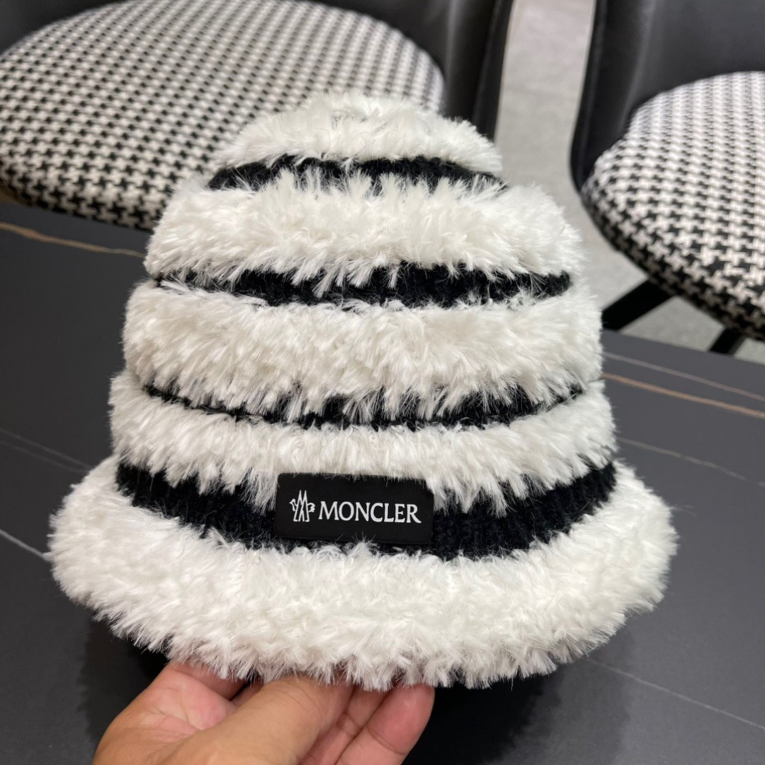 👒蒙‌口Moncler2024针织帽秋冬季新款时尚遮阳盆帽条纹防晒帽子水桶编织