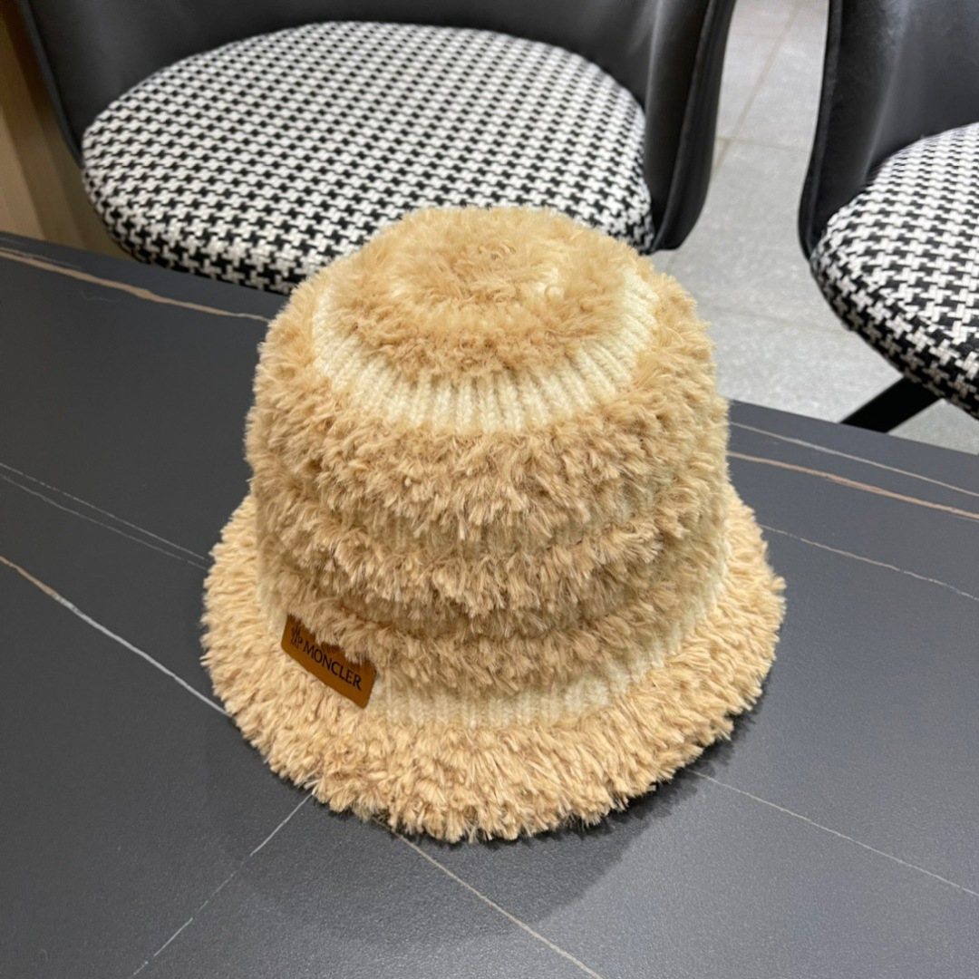 👒蒙‌口Moncler2024针织帽秋冬季新款时尚遮阳盆帽条纹防晒帽子水桶编织