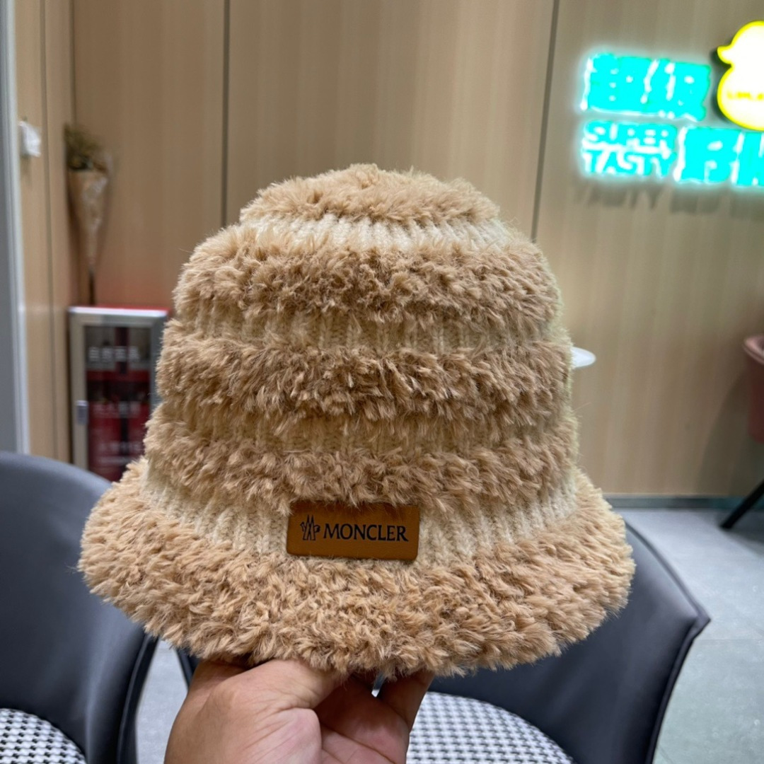 👒蒙‌口Moncler2024针织帽秋冬季新款时尚遮阳盆帽条纹防晒帽子水桶编织