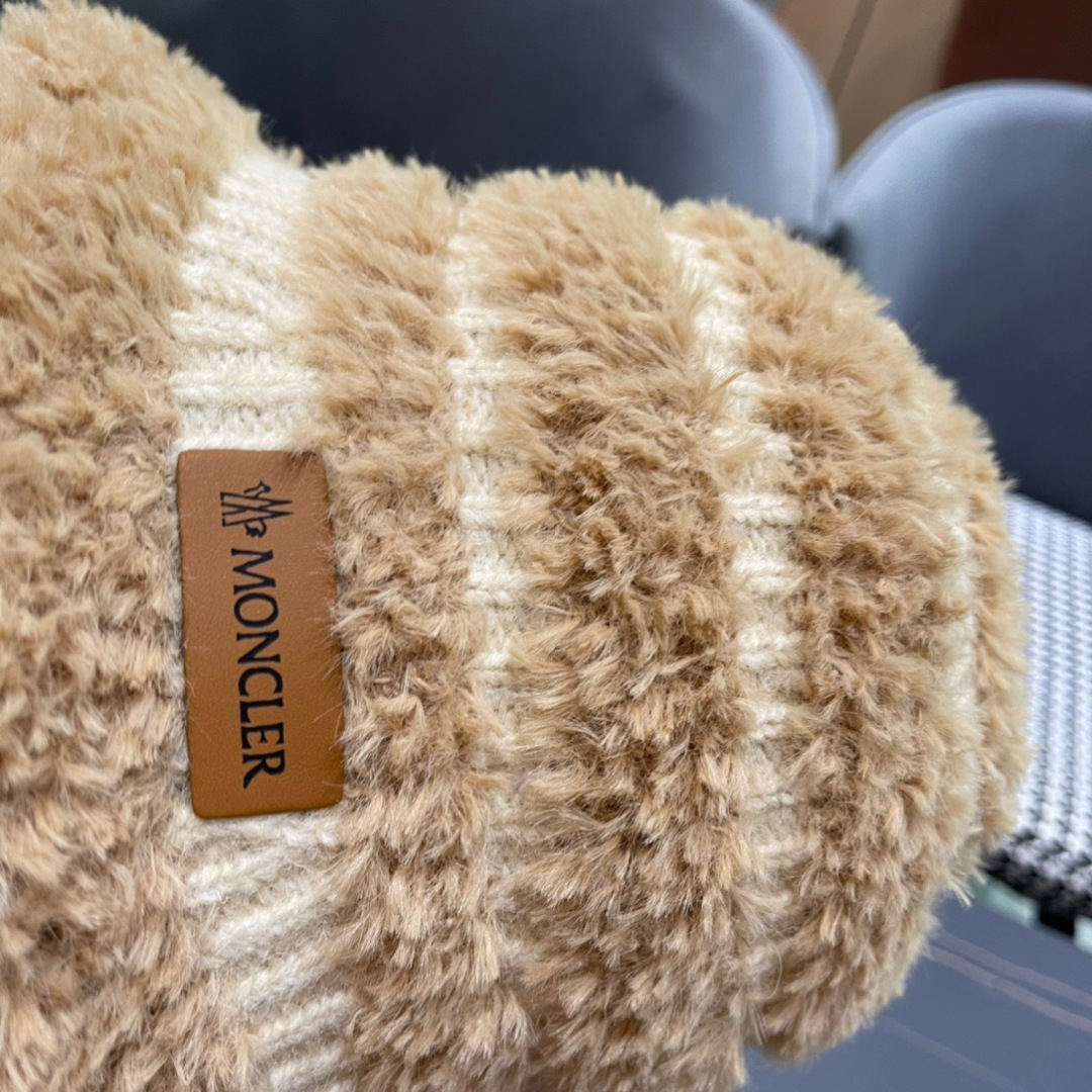 👒蒙‌口Moncler2024针织帽秋冬季新款时尚遮阳盆帽条纹防晒帽子水桶编织