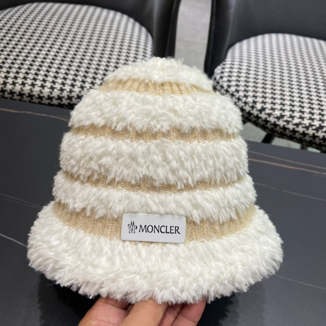 👒蒙‌口Moncler2024针织帽秋冬季新款时尚遮阳盆帽条纹防晒帽子水桶编织