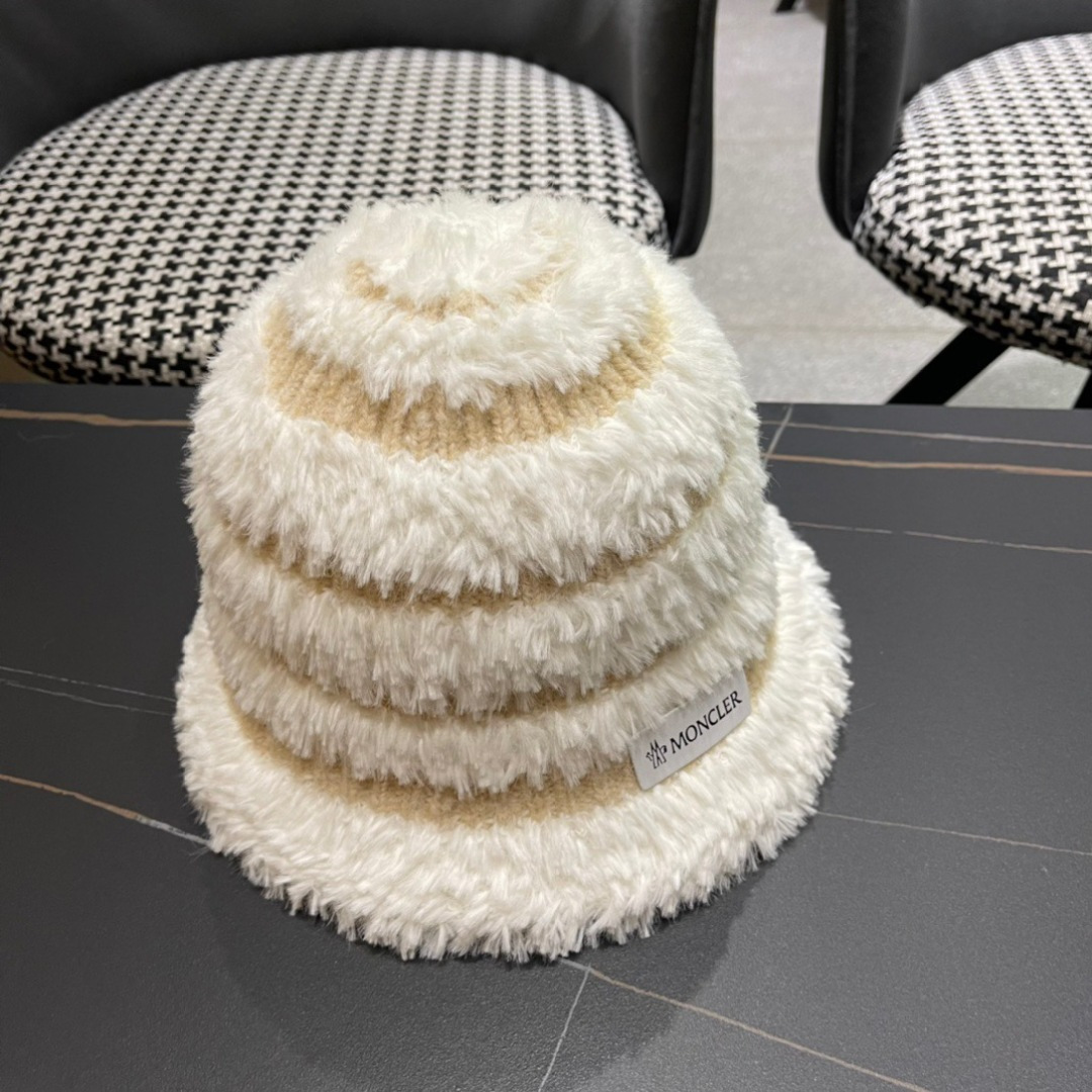 👒蒙‌口Moncler2024针织帽秋冬季新款时尚遮阳盆帽条纹防晒帽子水桶编织