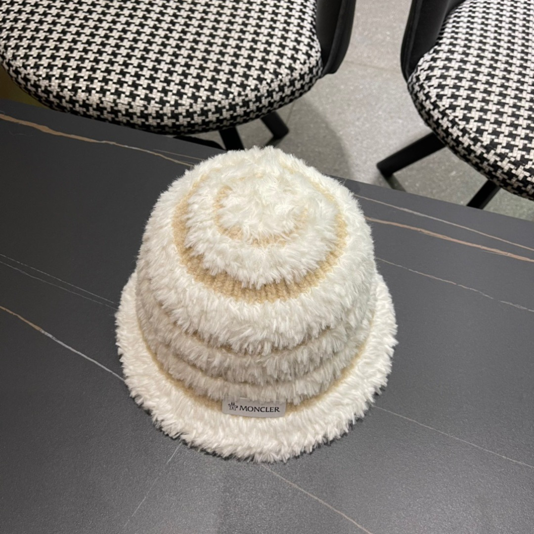 👒蒙‌口Moncler2024针织帽秋冬季新款时尚遮阳盆帽条纹防晒帽子水桶编织