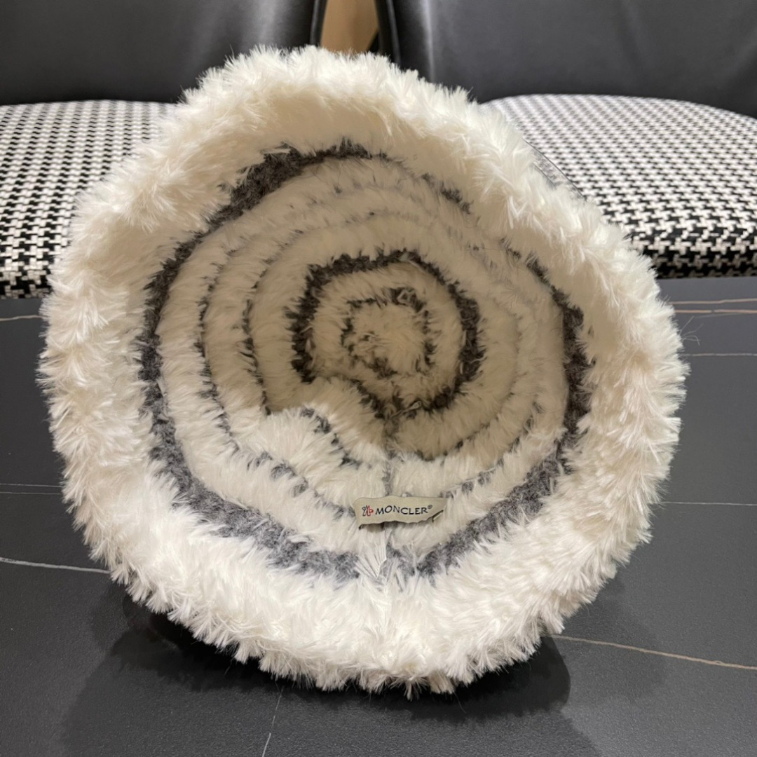 👒蒙‌口Moncler2024针织帽秋冬季新款时尚遮阳盆帽条纹防晒帽子水桶编织