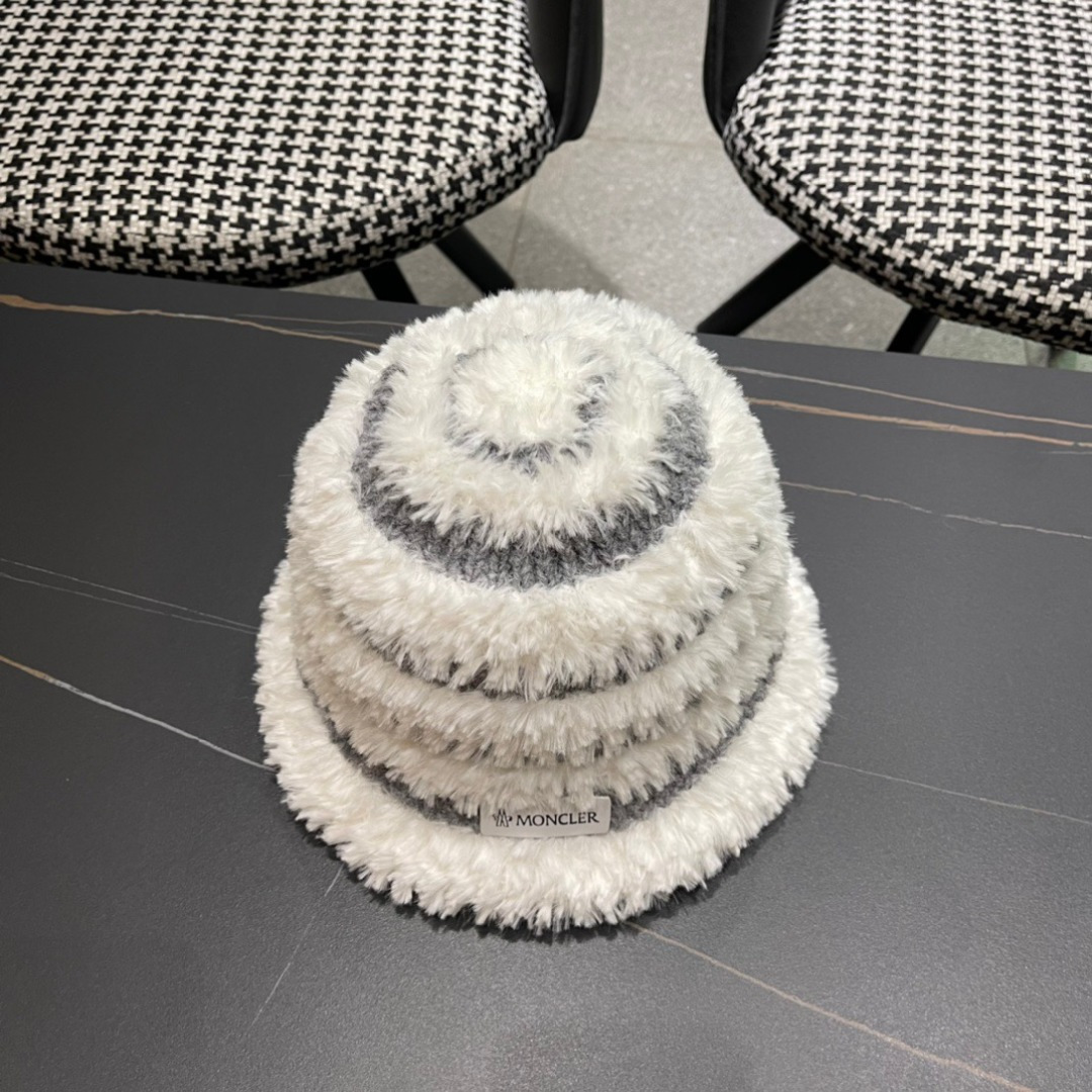 👒蒙‌口Moncler2024针织帽秋冬季新款时尚遮阳盆帽条纹防晒帽子水桶编织