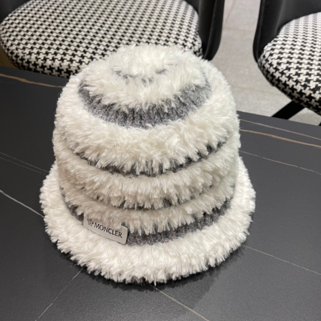 👒蒙‌口Moncler2024针织帽秋冬季新款时尚遮阳盆帽条纹防晒帽子水桶编织