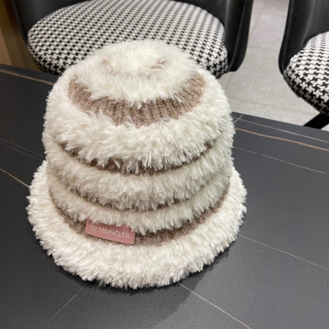 👒蒙‌口Moncler2024针织帽秋冬季新款时尚遮阳盆帽条纹防晒帽子水桶编织