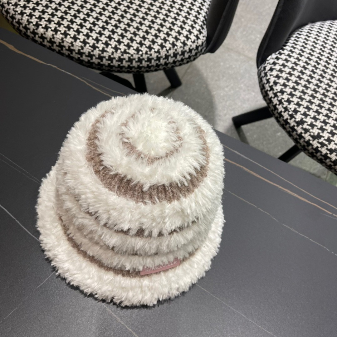 👒蒙‌口Moncler2024针织帽秋冬季新款时尚遮阳盆帽条纹防晒帽子水桶编织