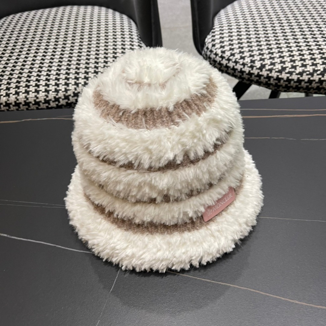 👒蒙‌口Moncler2024针织帽秋冬季新款时尚遮阳盆帽条纹防晒帽子水桶编织