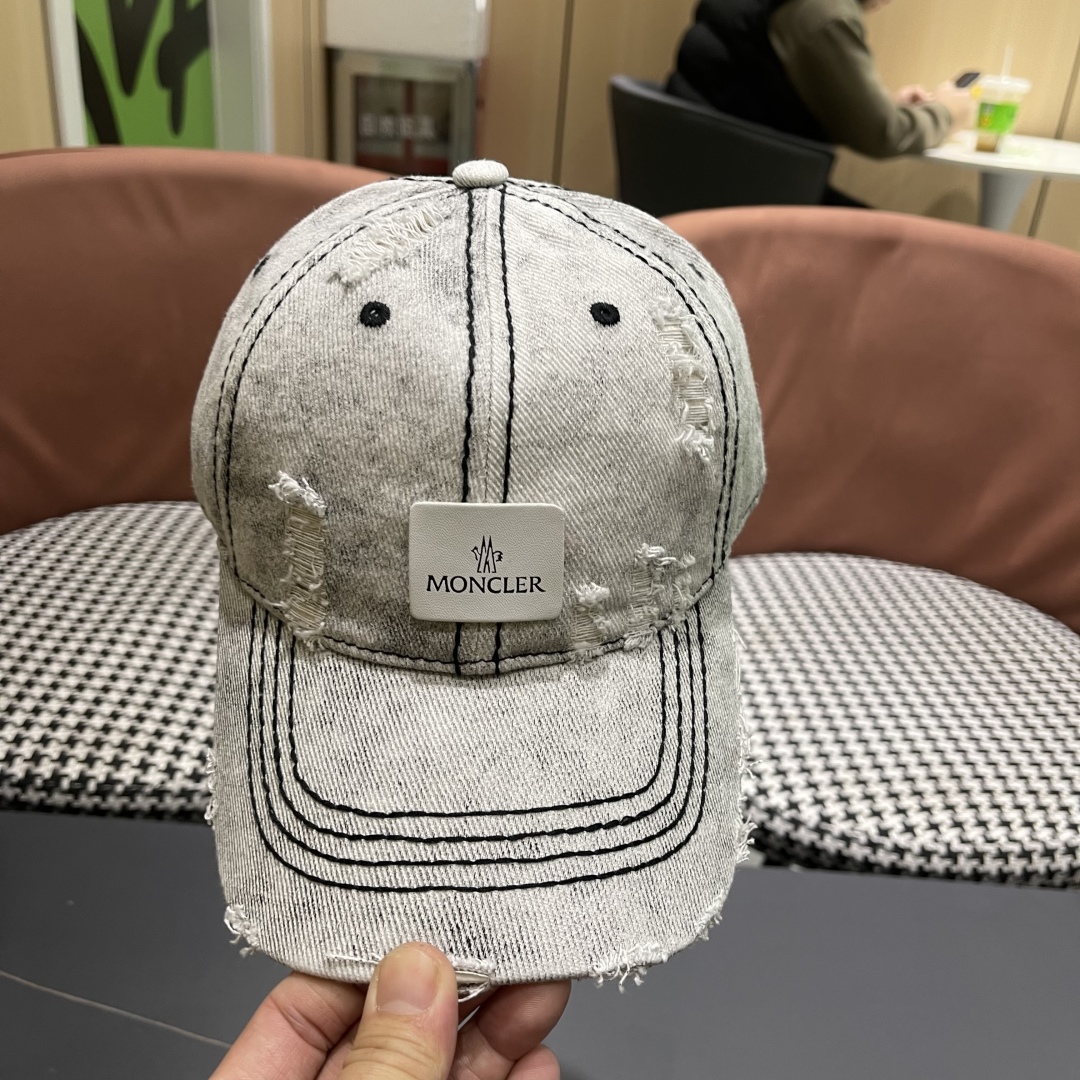  moncler潮牌蒙口经典牛仔棒球帽，男女户外保百搭帽子