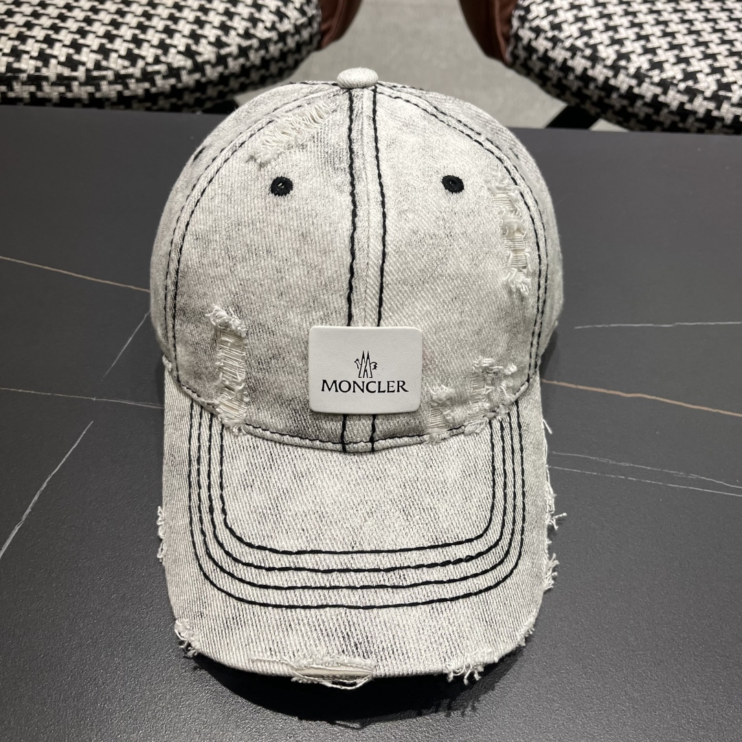  moncler潮牌蒙口经典牛仔棒球帽，男女户外保百搭帽子