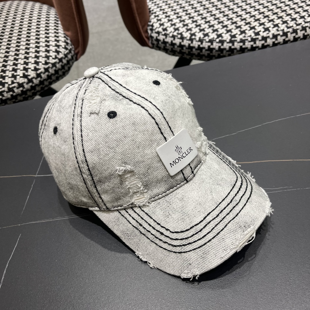  moncler潮牌蒙口经典牛仔棒球帽，男女户外保百搭帽子
