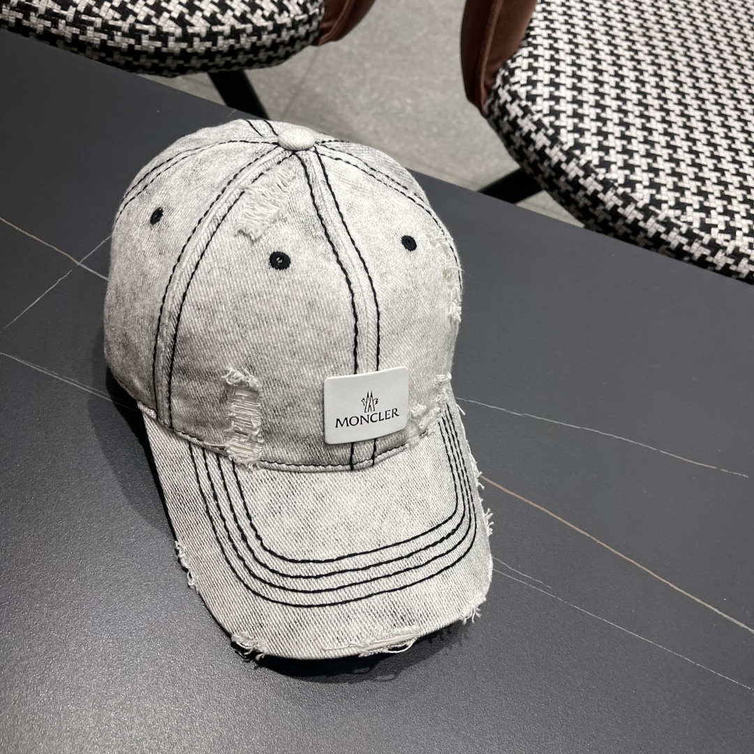  moncler潮牌蒙口经典牛仔棒球帽，男女户外保百搭帽子