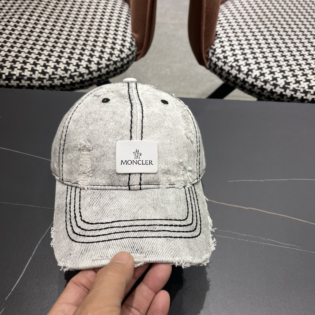  moncler潮牌蒙口经典牛仔棒球帽，男女户外保百搭帽子