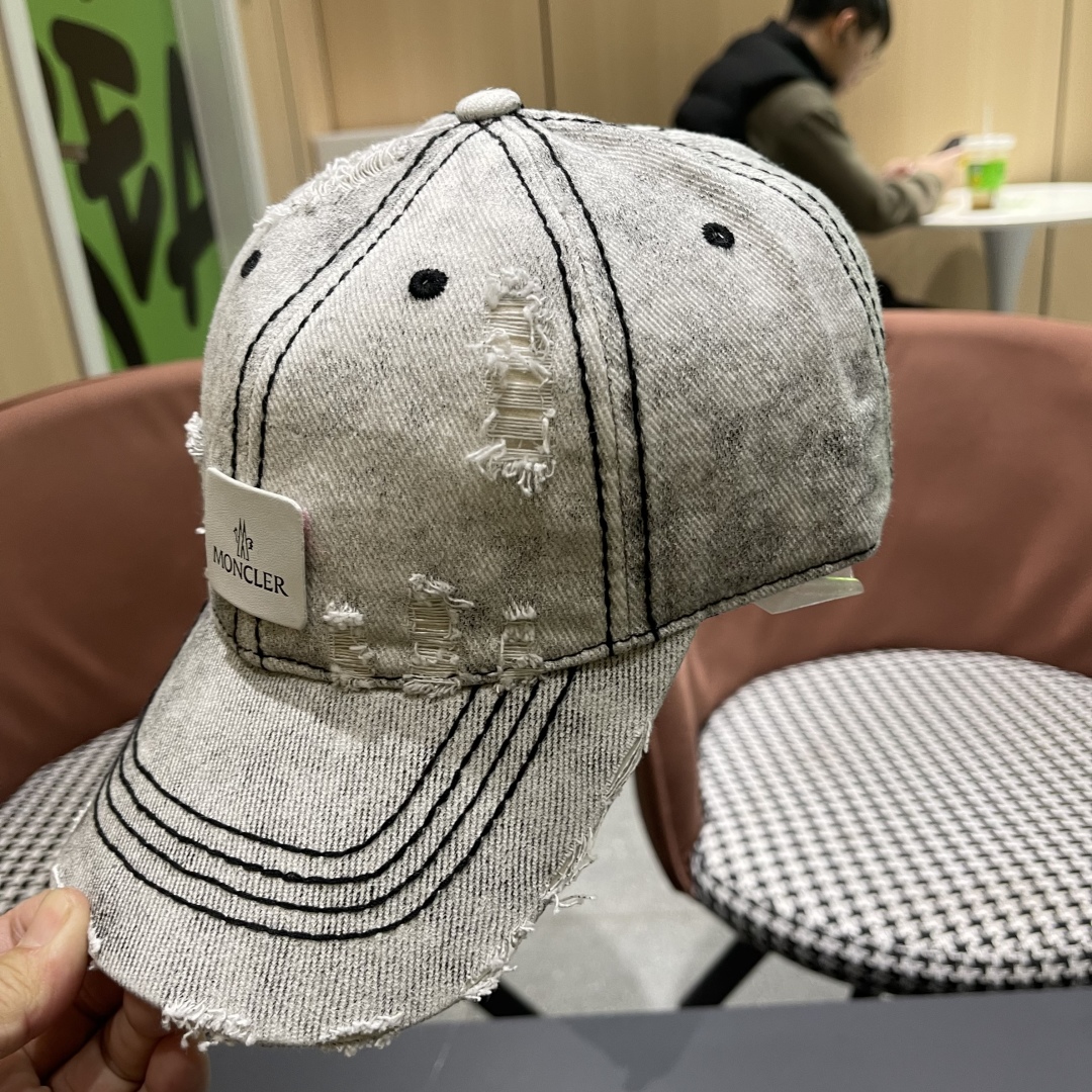  moncler潮牌蒙口经典牛仔棒球帽，男女户外保百搭帽子