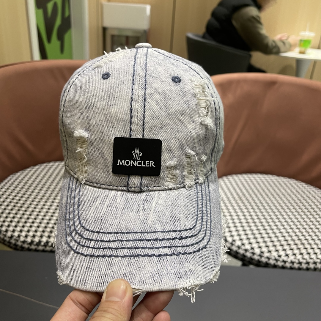  moncler潮牌蒙口经典牛仔棒球帽，男女户外保百搭帽子