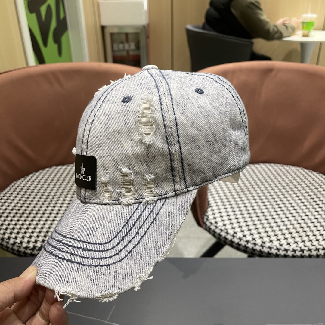  moncler潮牌蒙口经典牛仔棒球帽，男女户外保百搭帽子