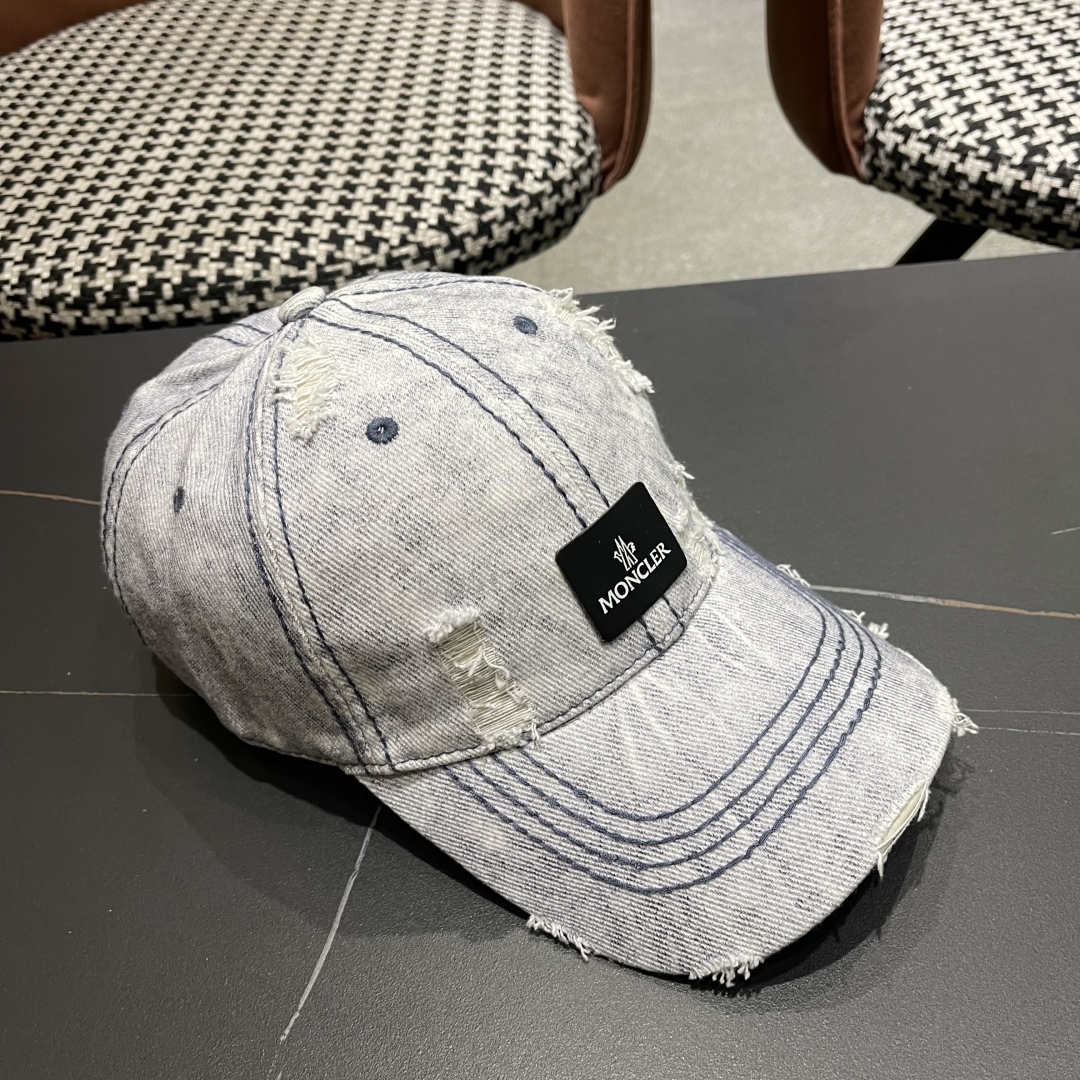  moncler潮牌蒙口经典牛仔棒球帽，男女户外保百搭帽子