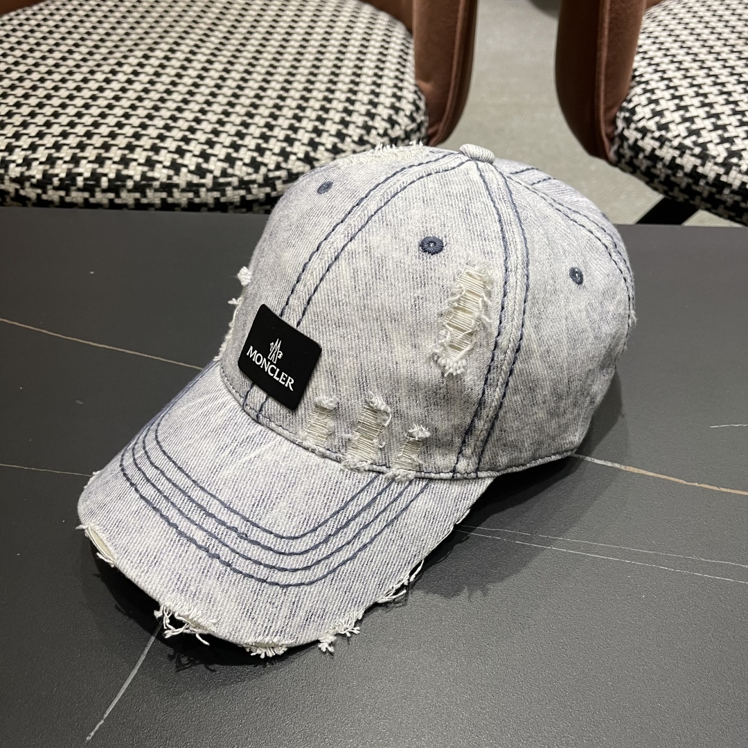  moncler潮牌蒙口经典牛仔棒球帽，男女户外保百搭帽子