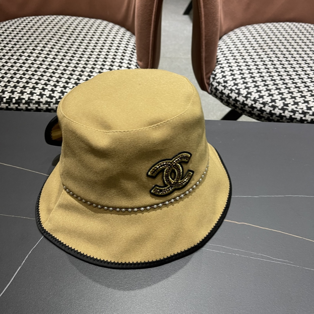 香奈儿火爆🔥全网春夏新款珍珠链条蝴蝶结渔夫帽来啦，超级显脸小，名媛法式风，可折叠收纳