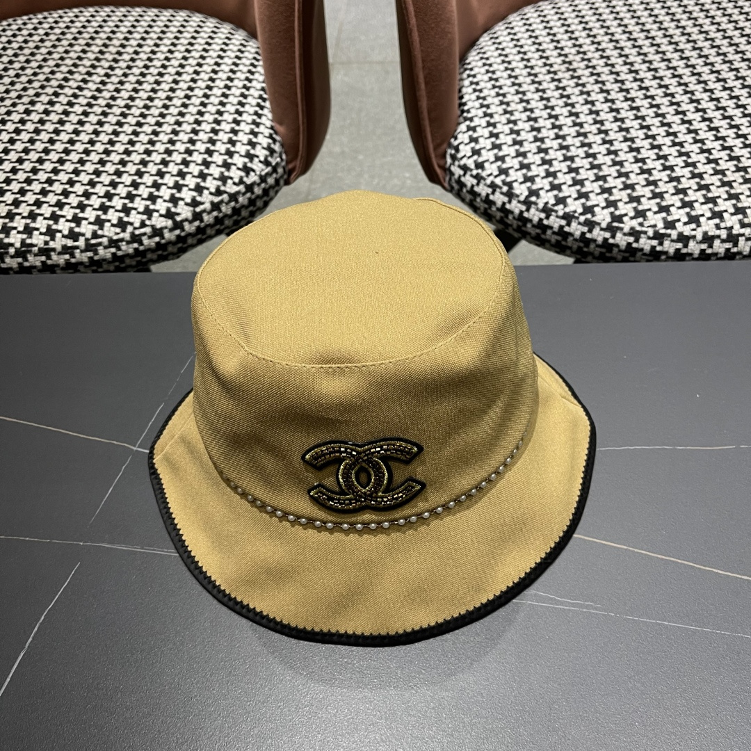 香奈儿火爆🔥全网春夏新款珍珠链条蝴蝶结渔夫帽来啦，超级显脸小，名媛法式风，可折叠收纳