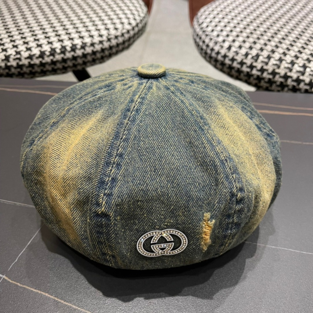  Gucci古奇2024年早秋新款牛仔贝雷帽，南瓜帽，帽型超级好看，出街旅游必备