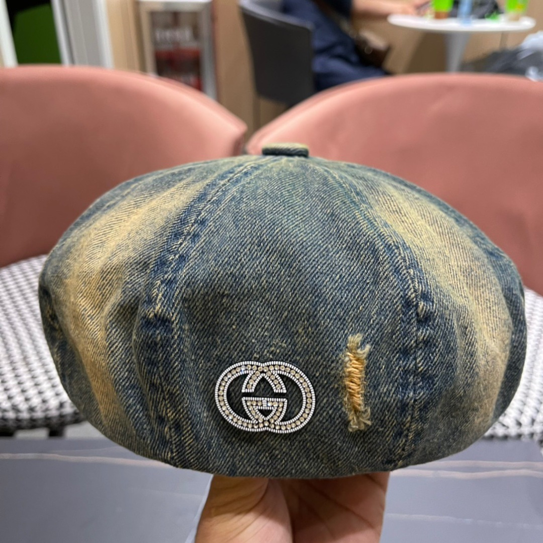  Gucci古奇2024年早秋新款牛仔贝雷帽，南瓜帽，帽型超级好看，出街旅游必备