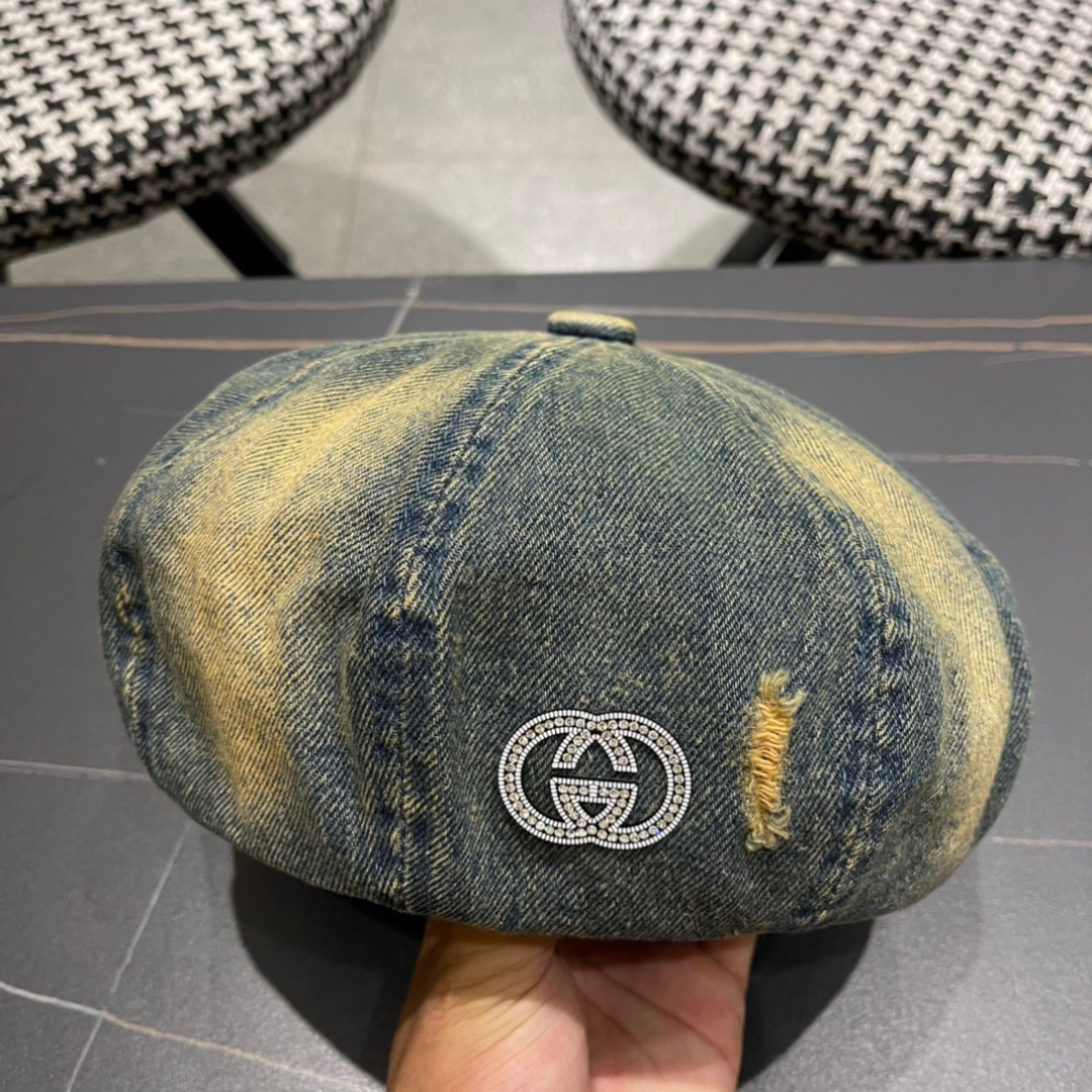  Gucci古奇2024年早秋新款牛仔贝雷帽，南瓜帽，帽型超级好看，出街旅游必备